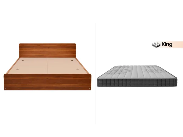 Luna King Engineered Wood (74 inch x 80 inch) With Memory Foam King Bed Mattress (78 x 72 x 6 inches)